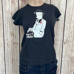 *Homer Simpson Godfather Black and White with Red Accent Short Sleeve Tee
